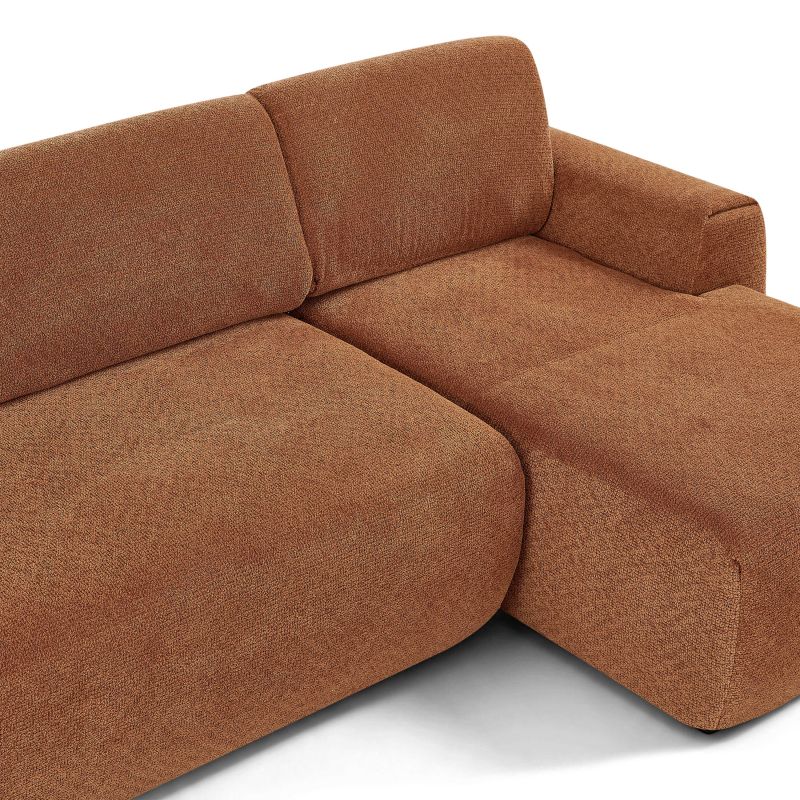 Canapé d'angle droit compressé WESTA 4 places tissu chenille terracotta