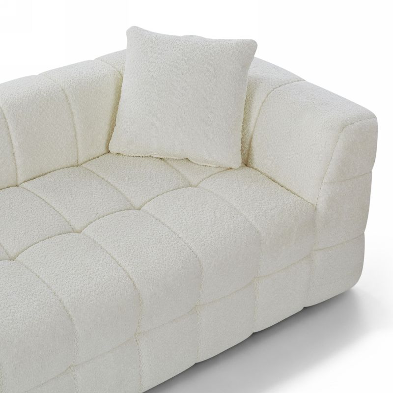 Canapé droit compressé JUPA 3 places tissu bouclette beige