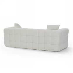 Canapé droit compressé JUPA 3 places tissu bouclette beige