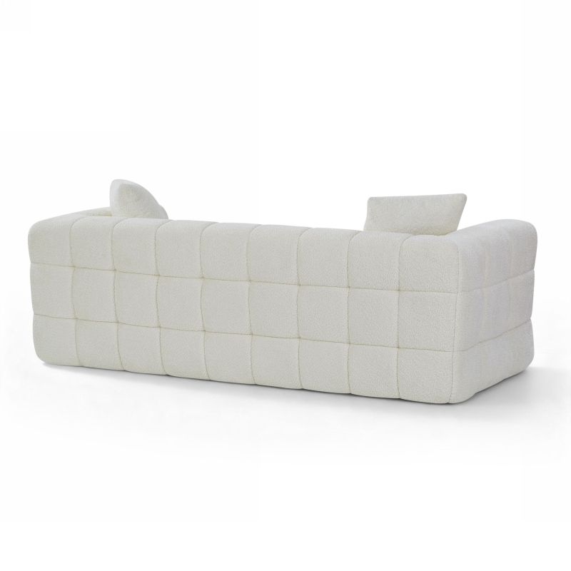 Canapé droit compressé JUPA 3 places tissu bouclette beige