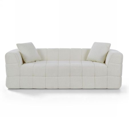 Canapé droit compressé JUPA 3 places tissu bouclette beige