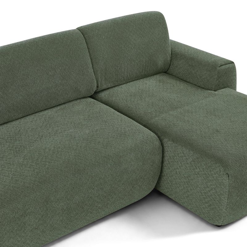 Canapé d'angle droit compressé WESTA 4 places tissu chenille vert