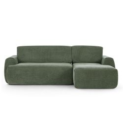Canapé d'angle droit compressé WESTA 4 places tissu chenille vert