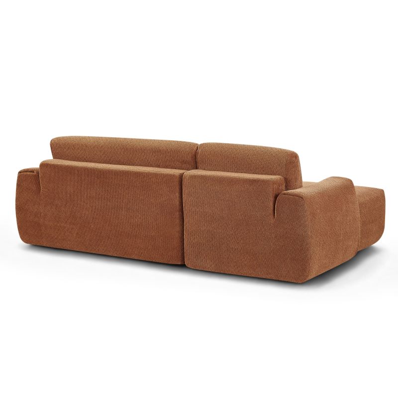 Canapé d'angle gauche compressé WESTA 4 places tissu chenille terracotta