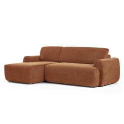 Canapé d'angle gauche compressé WESTA 4 places tissu chenille terracotta