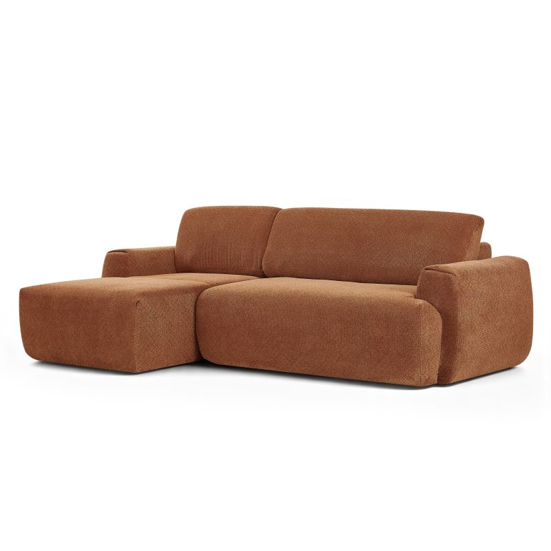 Canapé d'angle gauche compressé WESTA 4 places tissu chenille terracotta