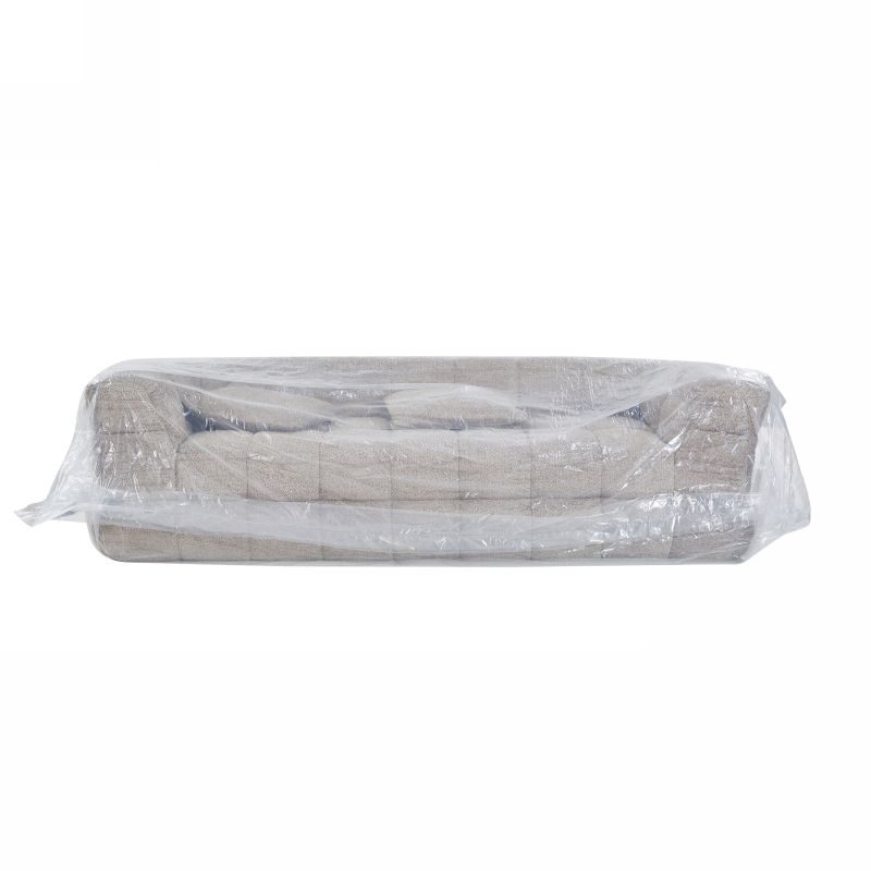 Canapé droit compressé JUPA 3 places tissu bouclette taupe