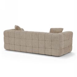 Canapé droit compressé JUPA 3 places tissu bouclette taupe