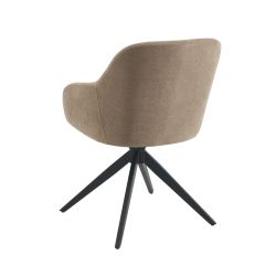 Lot de 2 chaises ELMA tissu marron et pieds métal noir