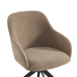Lot de 2 chaises ELMA tissu marron et pieds métal noir
