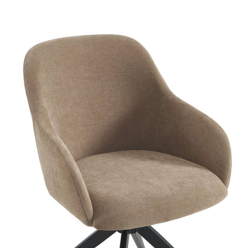 Lot de 2 chaises ELMA tissu marron et pieds métal noir