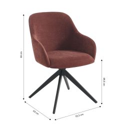 Lot de 2 chaises ELMA tissu bordeaux et pieds métal noir