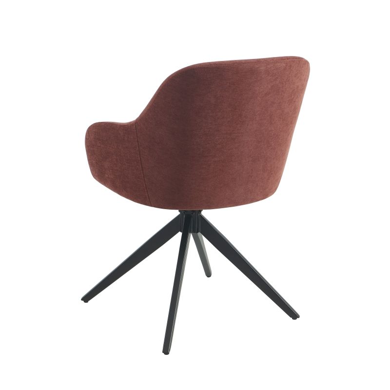 Lot de 2 chaises ELMA tissu bordeaux et pieds métal noir
