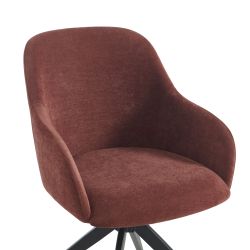Lot de 2 chaises ELMA tissu bordeaux et pieds métal noir