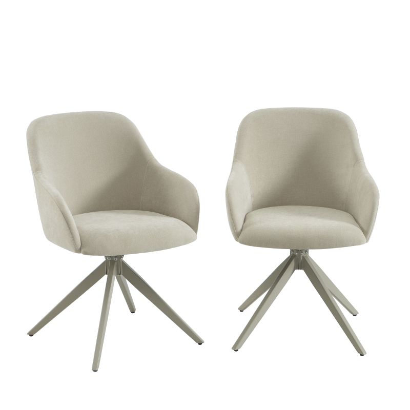 Lot de 2 chaises ELMA tissu beige et pieds métal beige