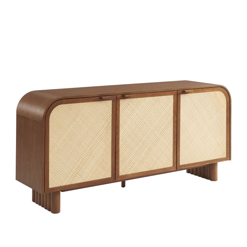Buffet LUA placage frêne cannage 3 portes 165 cm