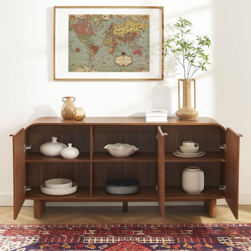 Buffet LUA placage frêne cannage 3 portes 165 cm