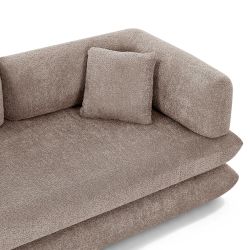 Canapé droit compressé et convertible CHIMA déplimousse 3 places tissu chenille marron