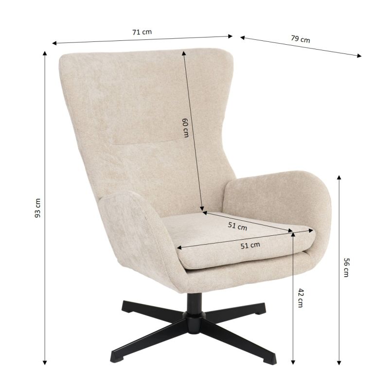 Fauteuil rotatif DACTYL 1 place tissu beige