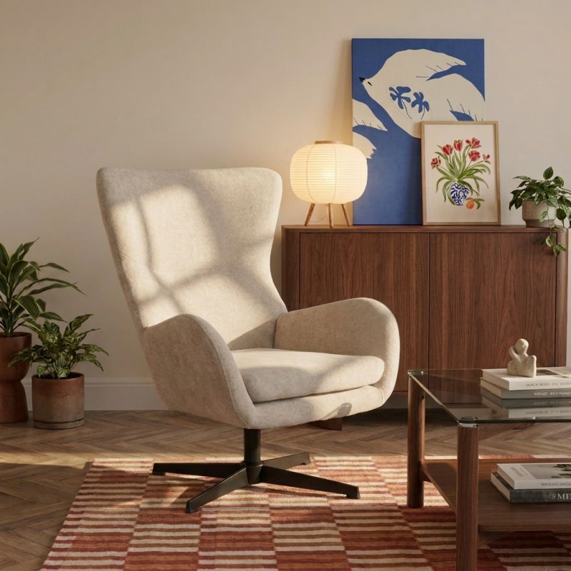 Fauteuil rotatif DACTYL 1 place tissu beige