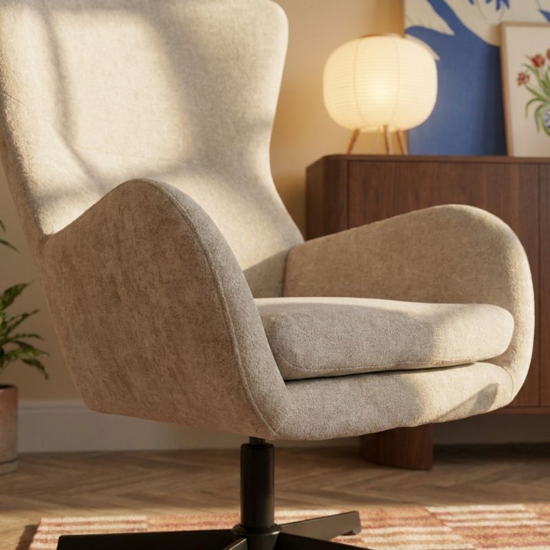 Fauteuil rotatif DACTYL 1 place tissu beige