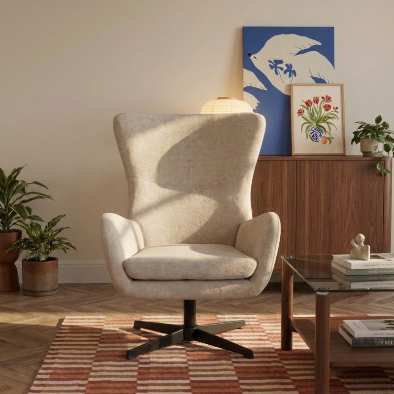 Fauteuil rotatif DACTYL 1 place tissu beige