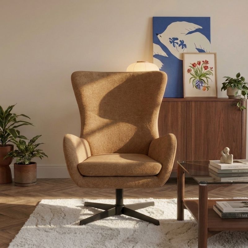 Fauteuil rotatif DACTYL 1 place tissu jaune moutarde