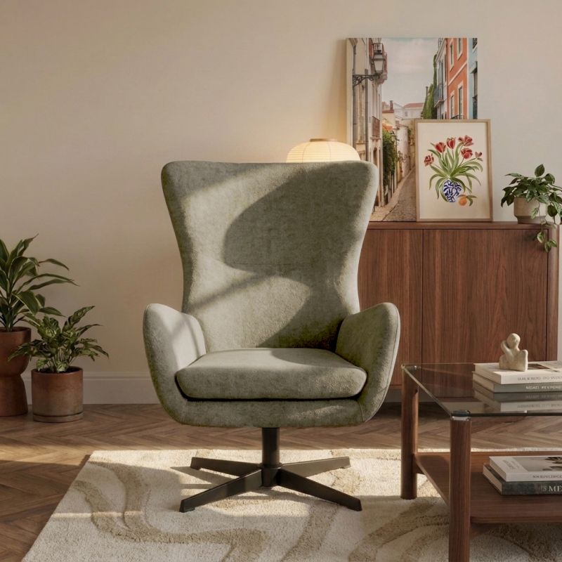 Fauteuil rotatif DACTYL 1 place tissu vert