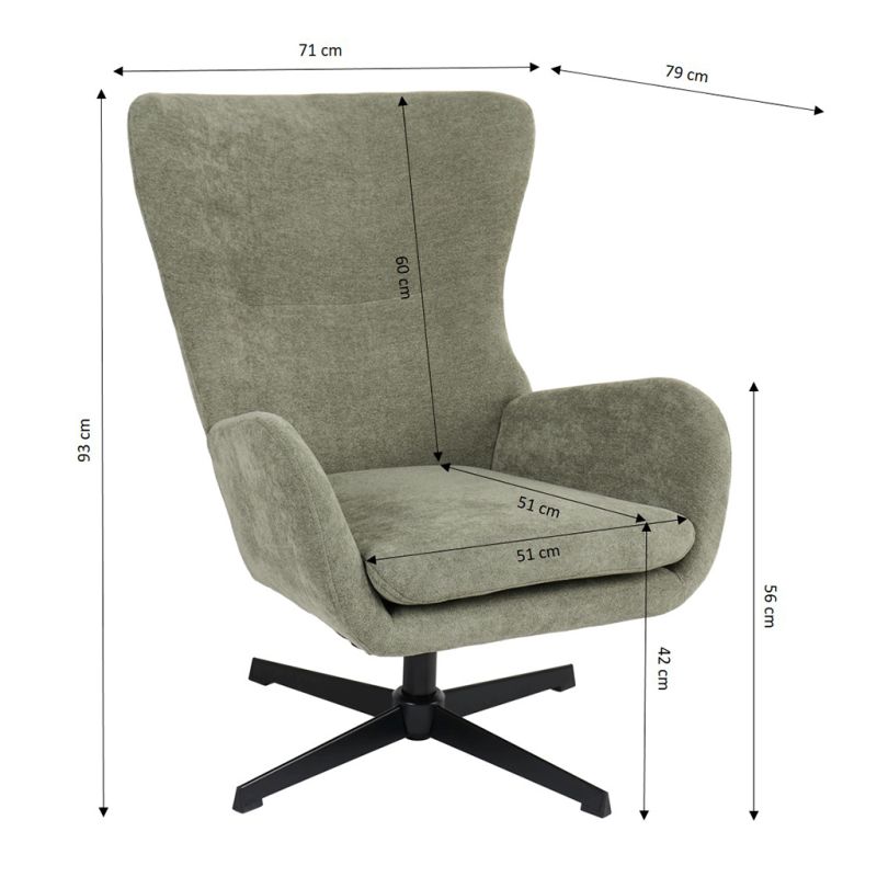 Fauteuil rotatif DACTYL 1 place tissu vert