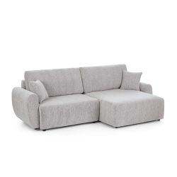 Canapé d'angle convertible et réversible DANA 4 places tissu chenille beige