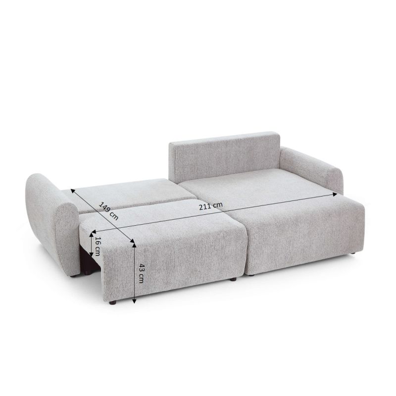 Canapé d'angle convertible et réversible DANA 4 places tissu chenille beige