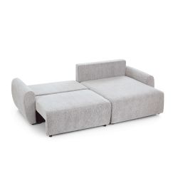Canapé d'angle convertible et réversible DANA 4 places tissu chenille beige