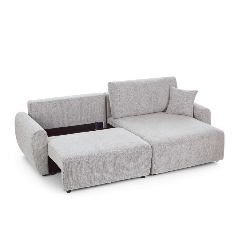 Canapé d'angle convertible et réversible DANA 4 places tissu chenille beige