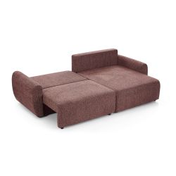 Canapé d'angle convertible et réversible DANA 4 places tissu chenille bordeaux