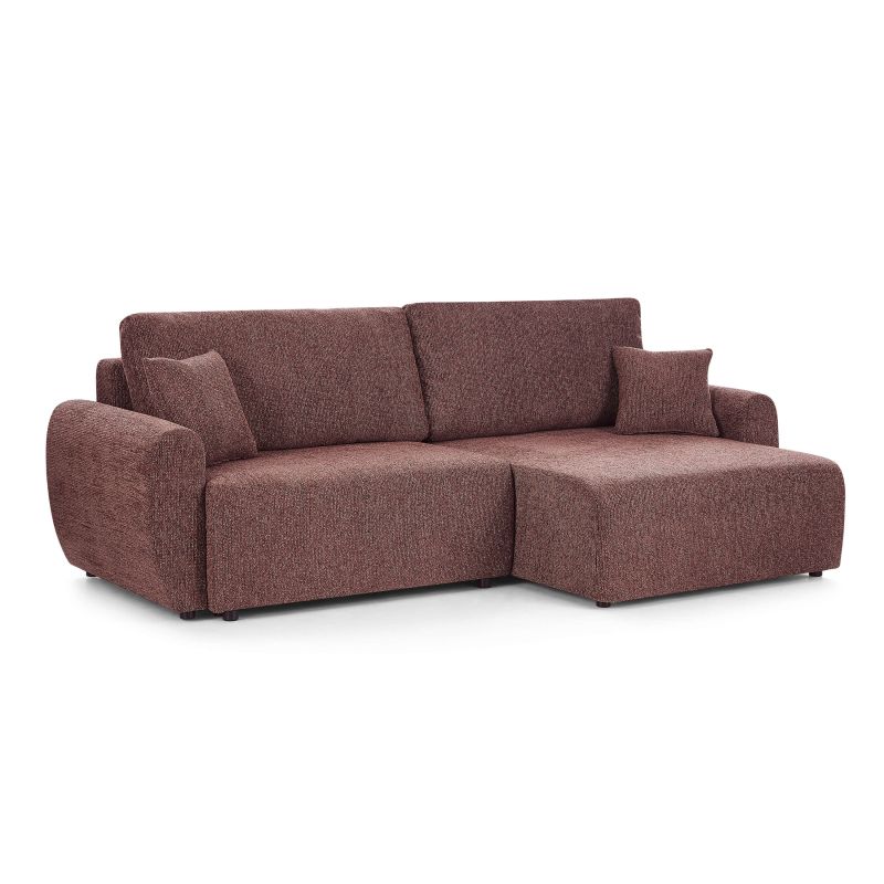 Canapé d'angle convertible et réversible DANA 4 places tissu chenille bordeaux