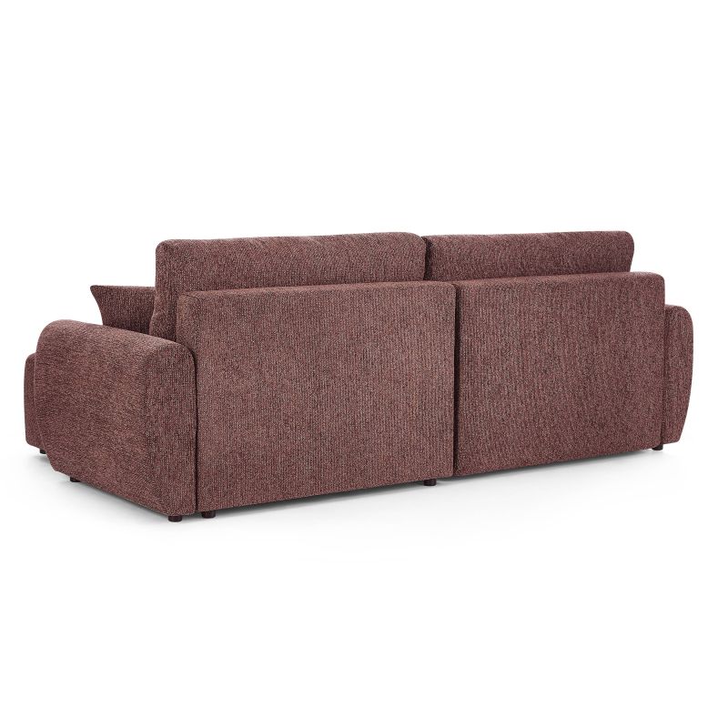 Canapé d'angle convertible et réversible DANA 4 places tissu chenille bordeaux