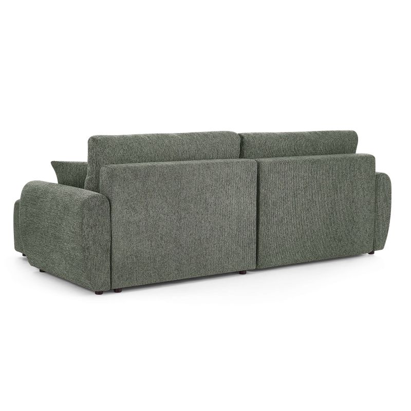 Canapé d'angle convertible et réversible DANA 4 places tissu chenille vert