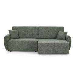 Canapé d'angle convertible et réversible DANA 4 places tissu chenille vert