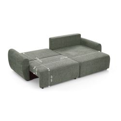 Canapé d'angle convertible et réversible DANA 4 places tissu chenille vert