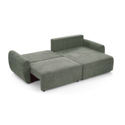 Canapé d'angle convertible et réversible DANA 4 places tissu chenille vert