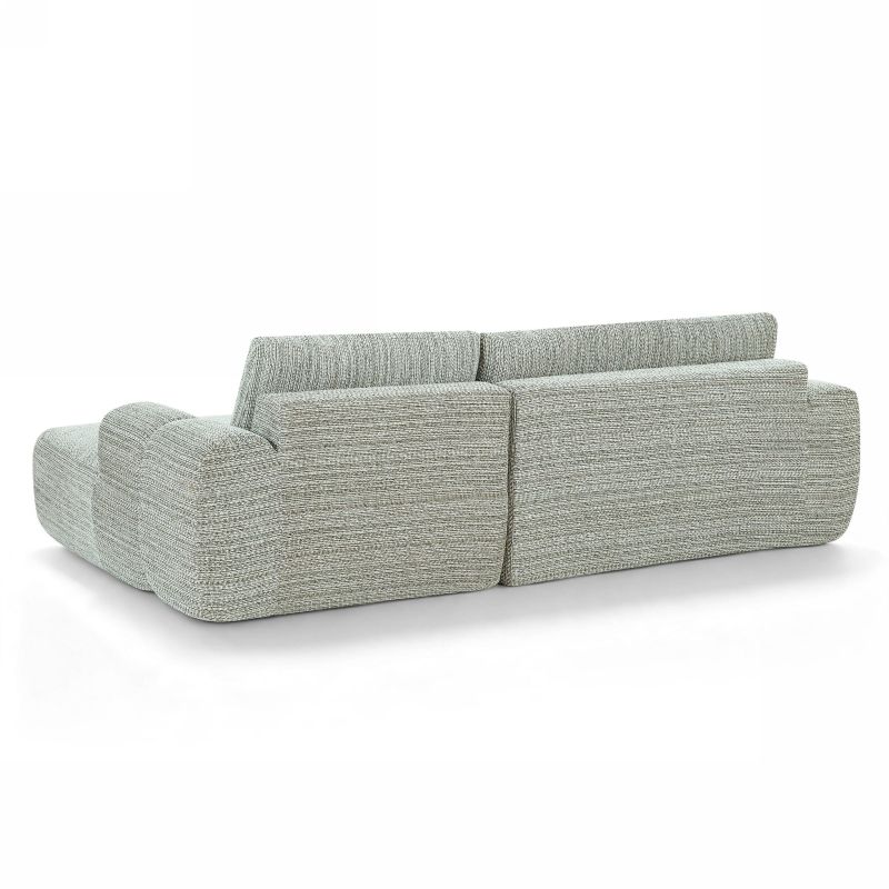 Canapé d'angle droit compressé FEYA 4 places tissu chenille vert