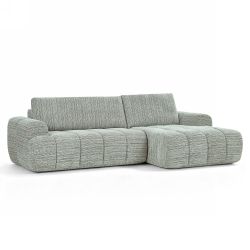 Canapé d'angle droit compressé FEYA 4 places tissu chenille vert