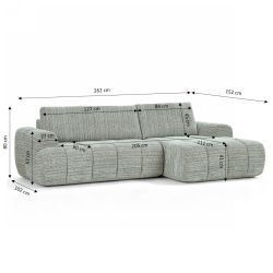 Canapé d'angle droit compressé FEYA 4 places tissu chenille vert