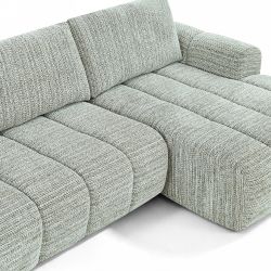 Canapé d'angle droit compressé FEYA 4 places tissu chenille vert