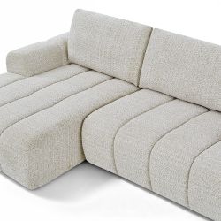 Canapé d'angle gauche compressé FEYA 4 places tissu chenille crème