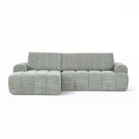 Canapé d'angle gauche compressé FEYA 4 places tissu chenille vert
