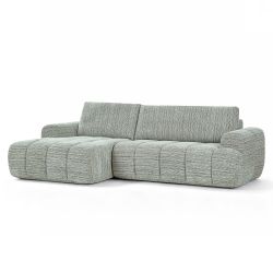 Canapé d'angle gauche compressé FEYA 4 places tissu chenille vert