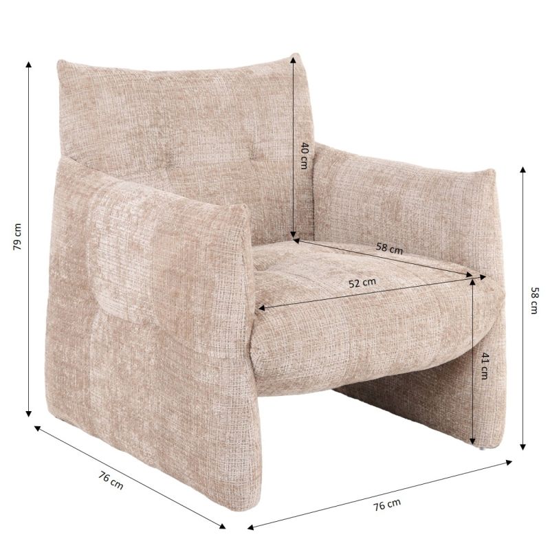 Fauteuil fixe GALATEA 1 place tissu beige