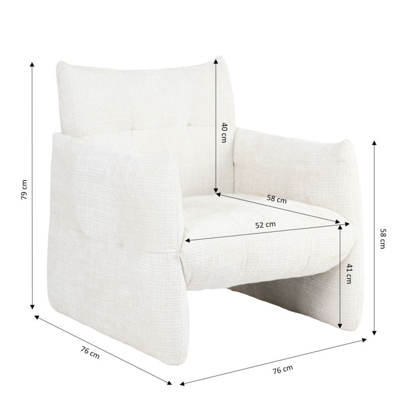 Fauteuil fixe GALATEA 1 place tissu crème