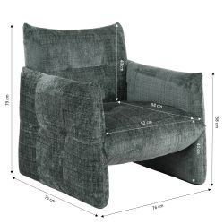 Fauteuil fixe GALATEA 1 place tissu vert